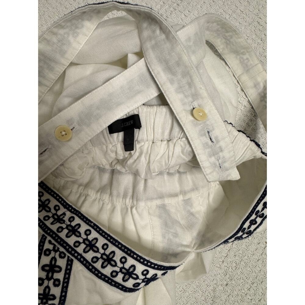 J. Crew White Navy Blue Embroidered Maxi Dress V-Neck Sleeveless Flowy Like New - Picture 8 of 10